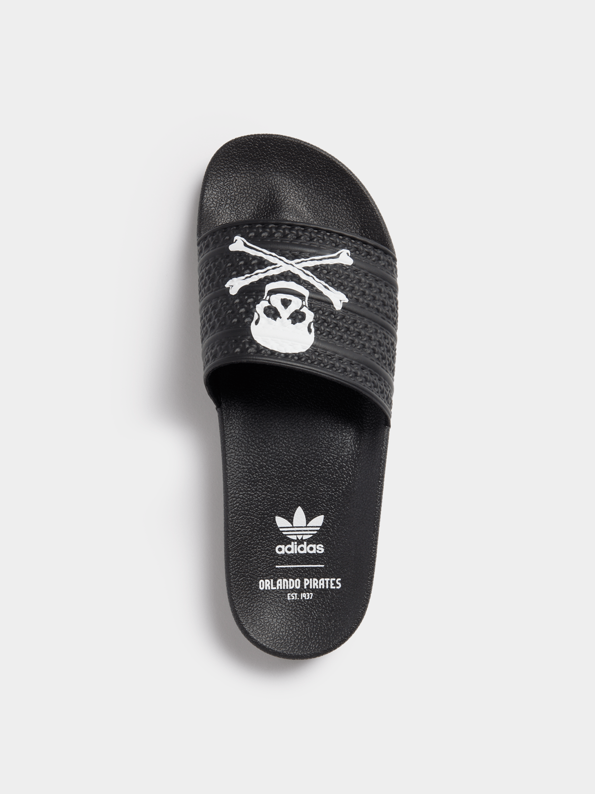 adidas Orlando Pirates Black White Slides - Comfortable Fan Footwear