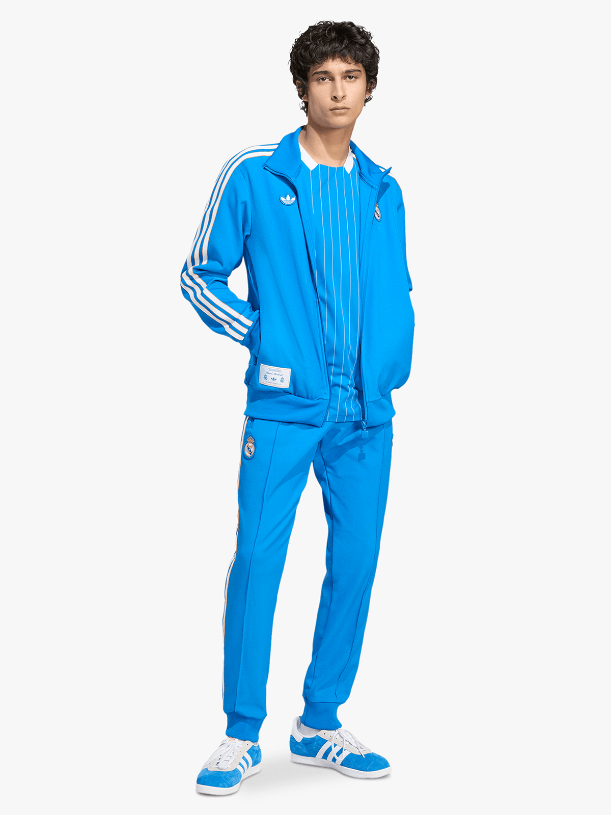 Adidas Men&#39;s Real Madrid Terrace Icons Blue Full-Zip Track Top Jacket