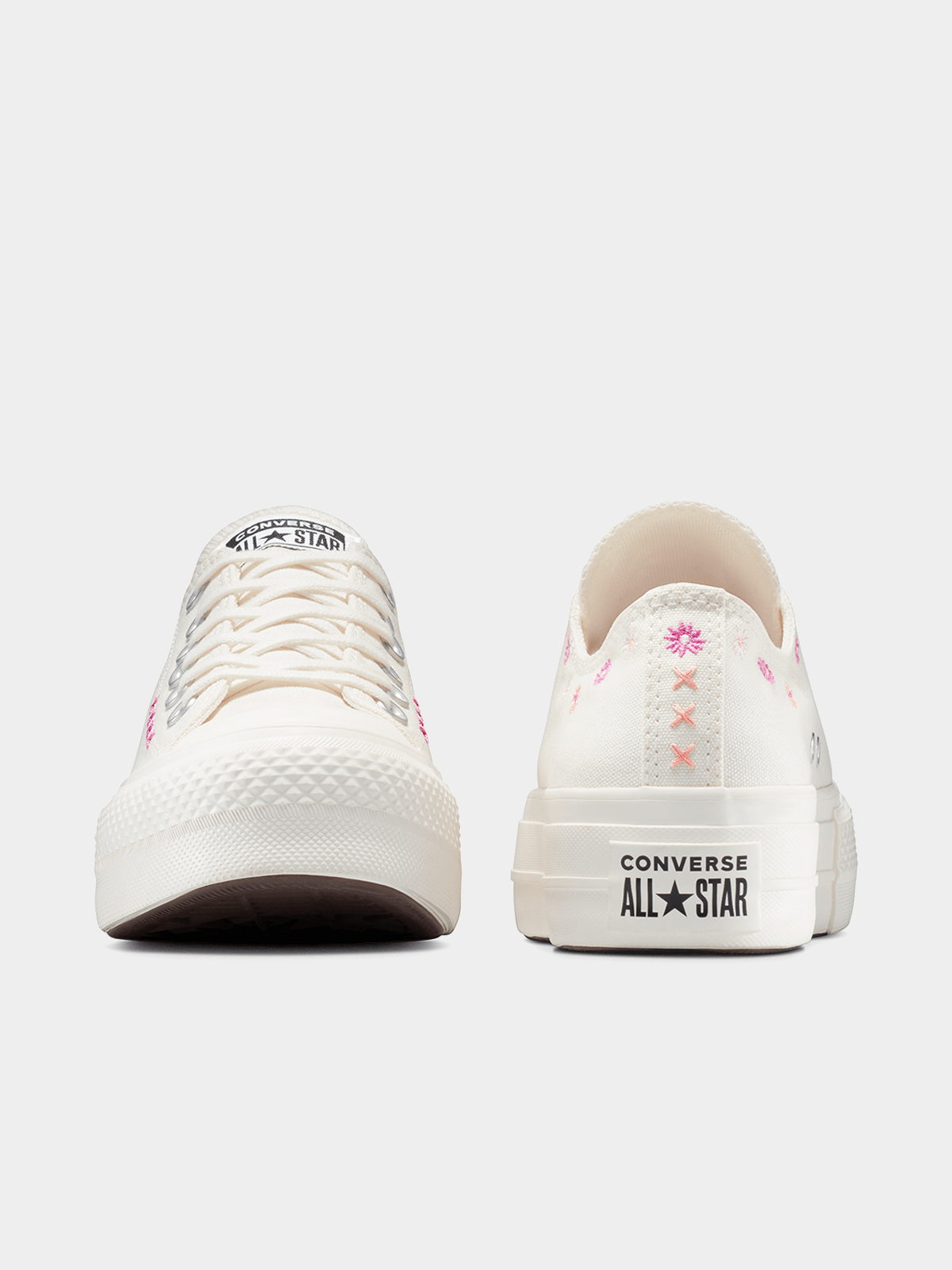 Stylish Womens Converse Chuck Taylor All Star Lift Floral Embroidered Platform Sneakers