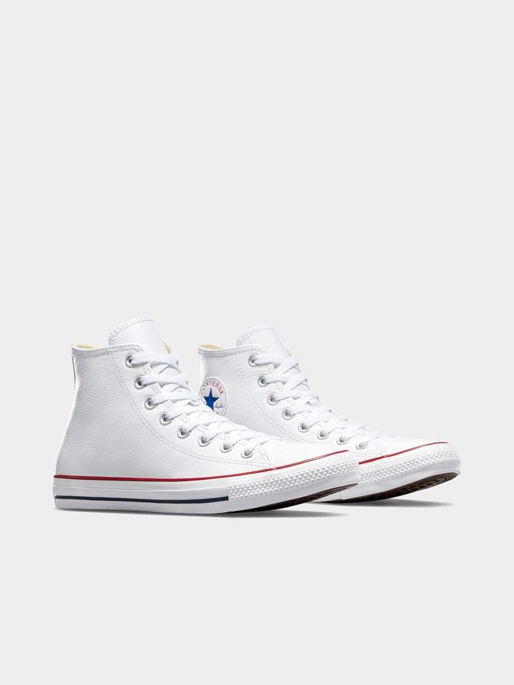 Iconic Men&#39;s White Leather Converse All Star Hi-Top Sneakers