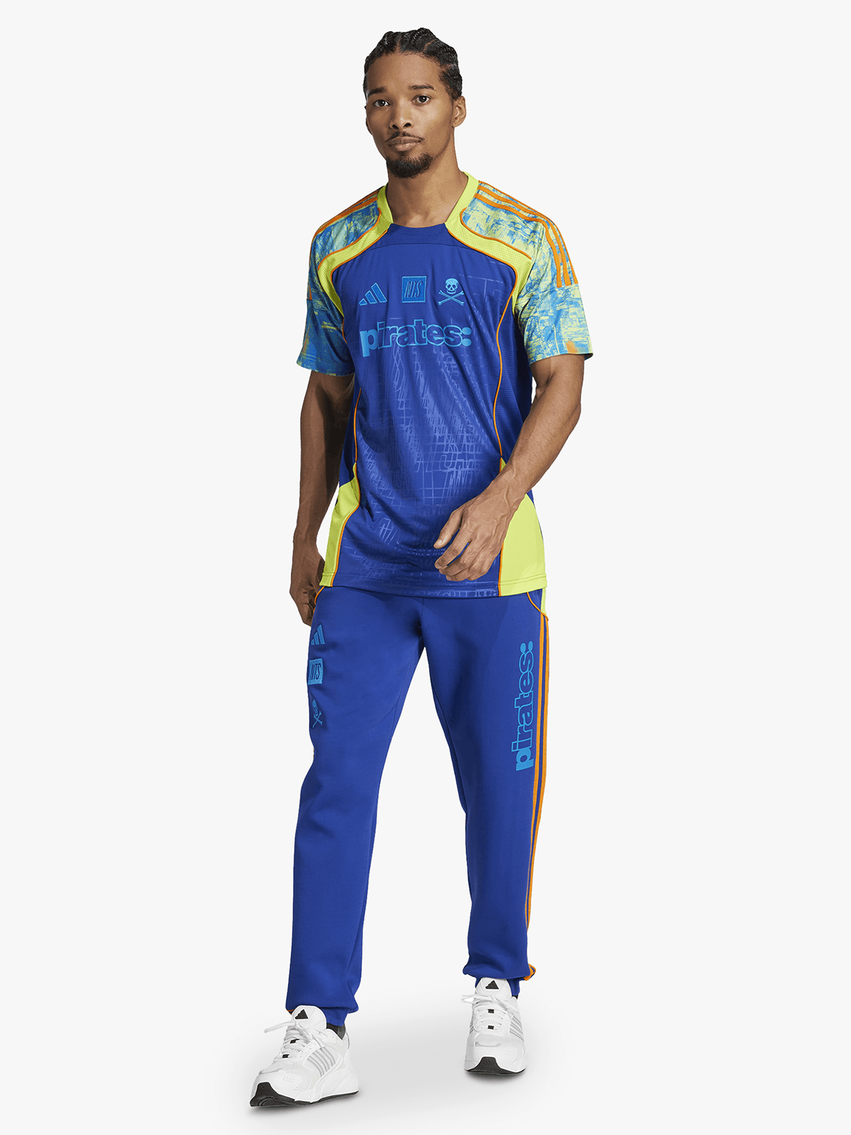 adidas Mens Orlando Pirates NTS UBP Navy Orange Jersey Football Shirt