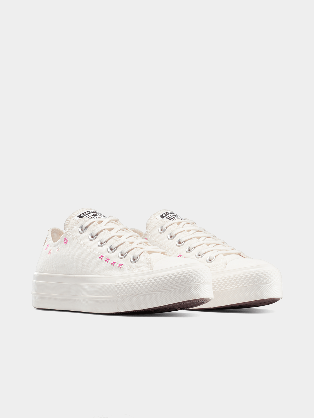 Stylish Womens Converse Chuck Taylor All Star Lift Floral Embroidered Platform Sneakers