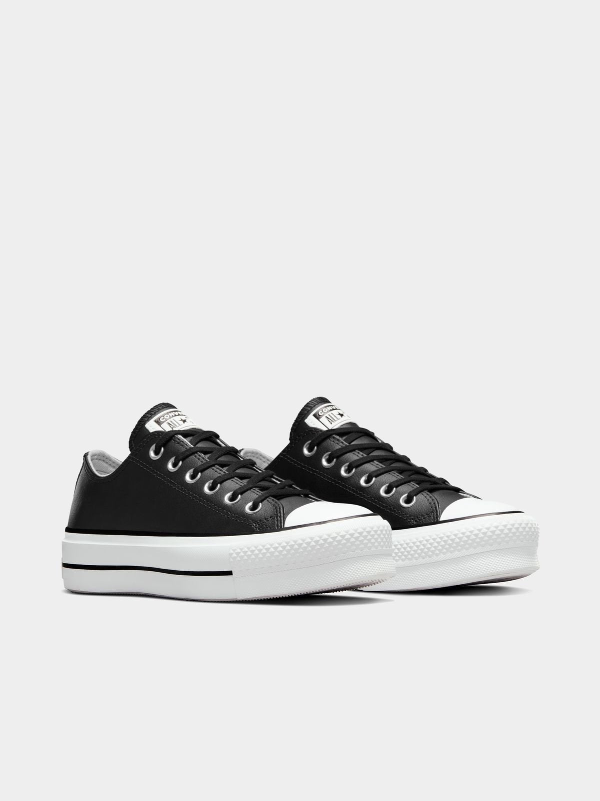 Elevated Women&#39;s Converse All Star Lift Leather Black Platform Sneakers for Modern Style