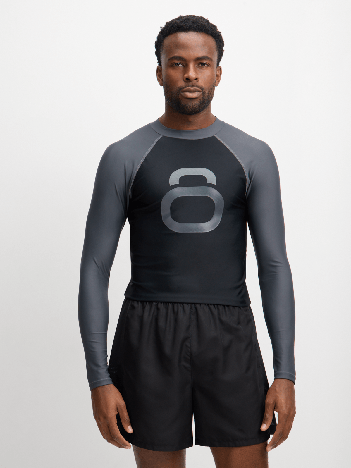 Adventure-Ready Men&#39;s Long Sleeve Grey/Black Rash Vest - UV &amp; Anti-Chafe