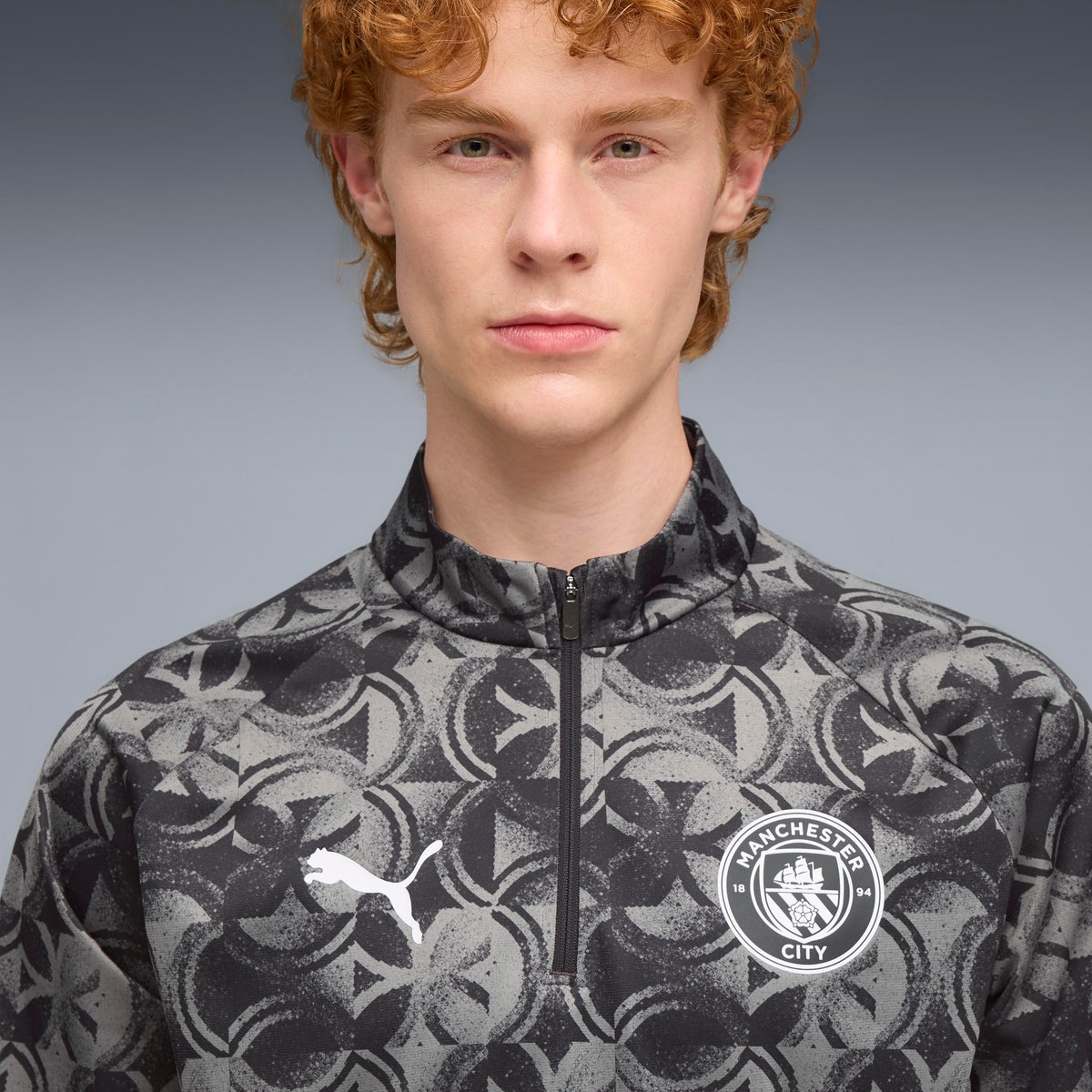 Puma Manchester City Warm Up 1/4 Zip Top  Black-Flat Dark Gray