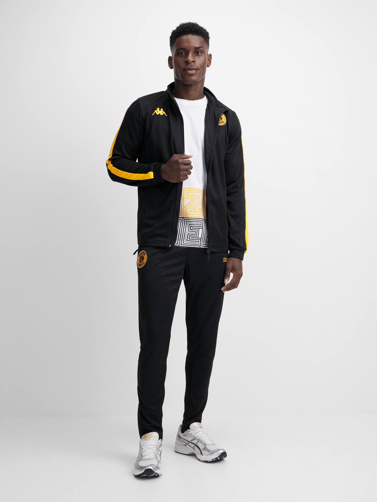 Kappa Men's Kaizer Chiefs Salcito Black Tracksuit - Comfortable Fan Sportswear Set