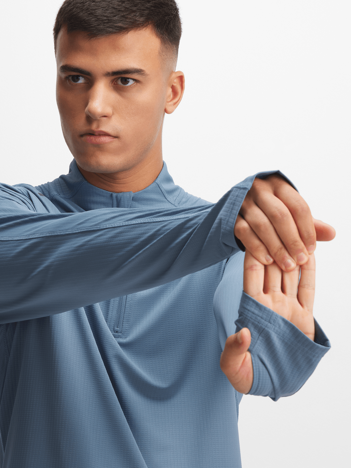 TS Men&#39;s Dri-Tech 1/4 Zip Periwinkle Funnel Neck Sweat Top