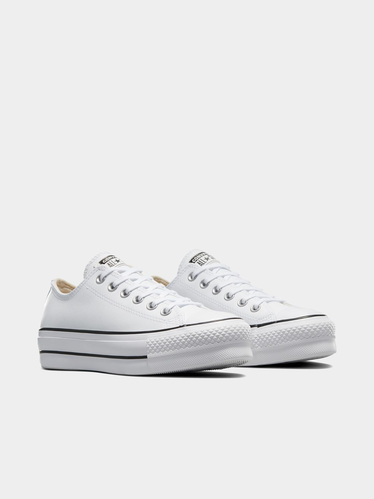Chic Converse Women's All Star Lift Leather Platform White Sneakers