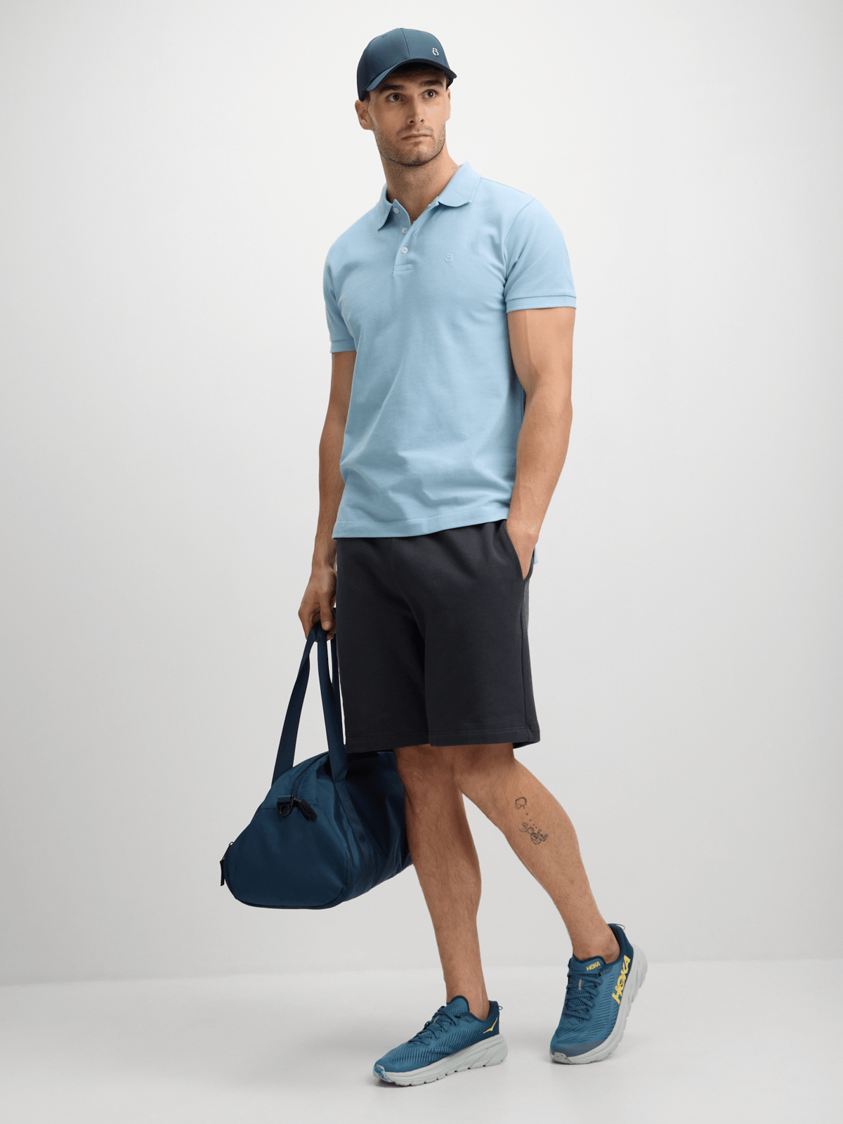 Men&#39;s Aqua Blue Pique Polo Shirt - Performance Cotton Short Sleeve Golfer Top