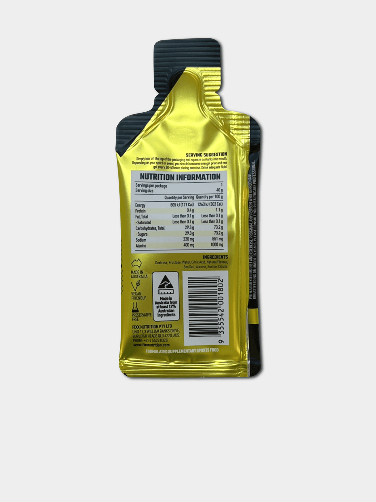 Fixx Gel X Pro Lemon Sorbet: Ultimate 40g Gut-Friendly Energy Fuel for Athletes