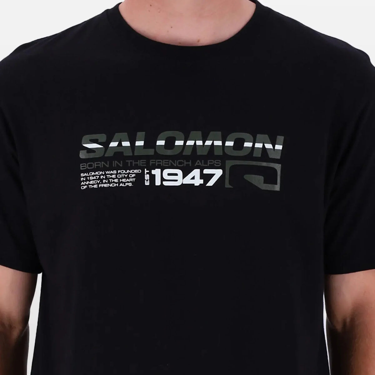 Salomon Crossing Paths Men&#39;s Comfort Cotton Graphic Short Sleeve T-Shirt Black