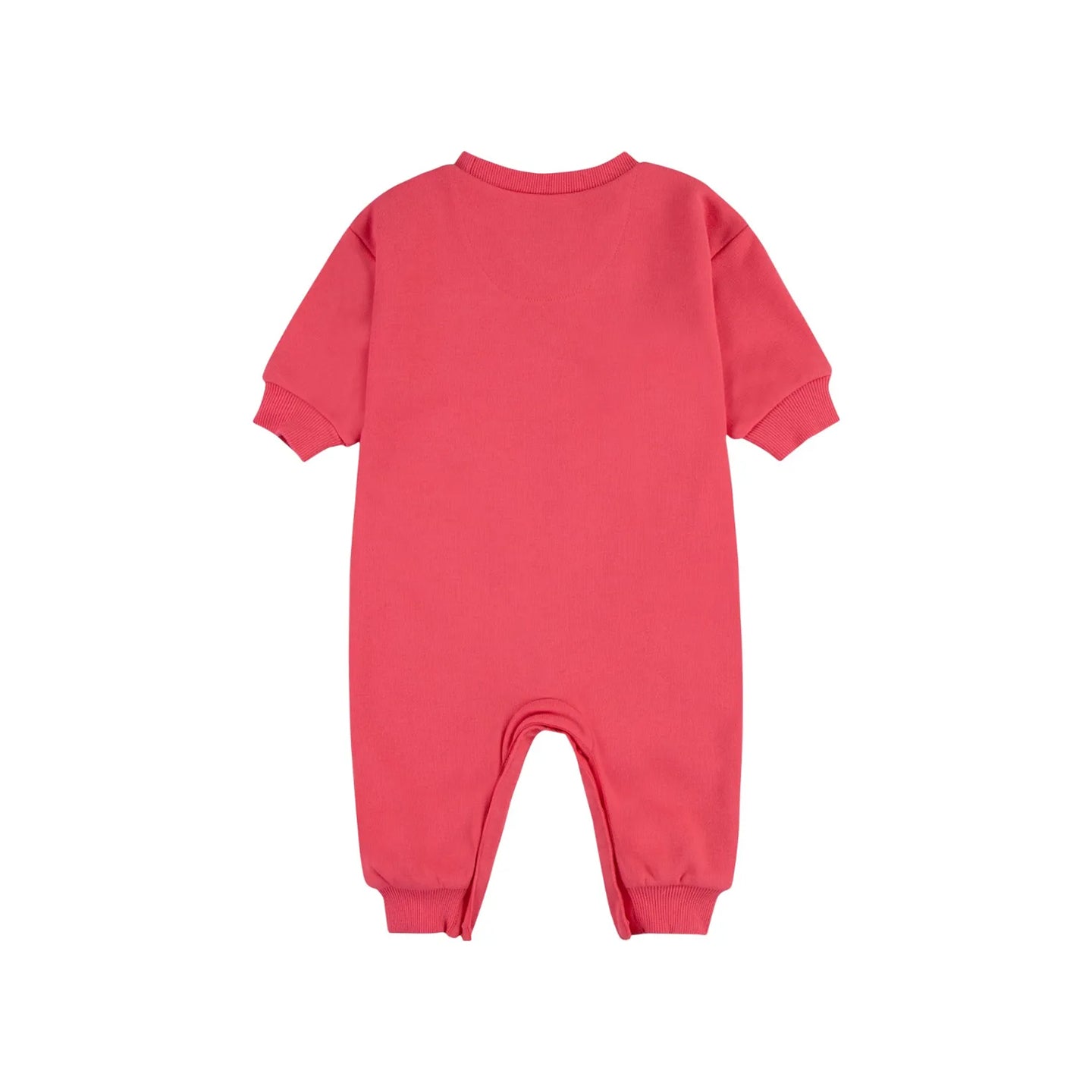Nike E1D1 Crew Coverall in Aster Pink with ribbed cuffs and kangaroo pocket.