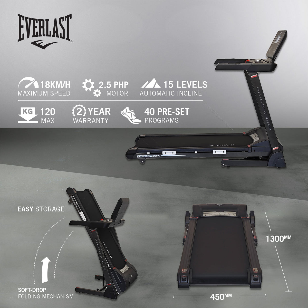 EVERLAST ECHO TREADMILL with Bluetooth &amp; Fitness Apps