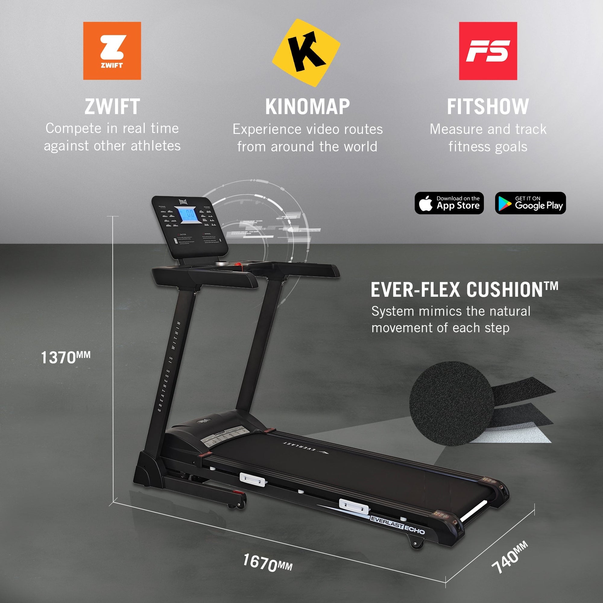 EVERLAST ECHO TREADMILL with Bluetooth & Fitness Apps