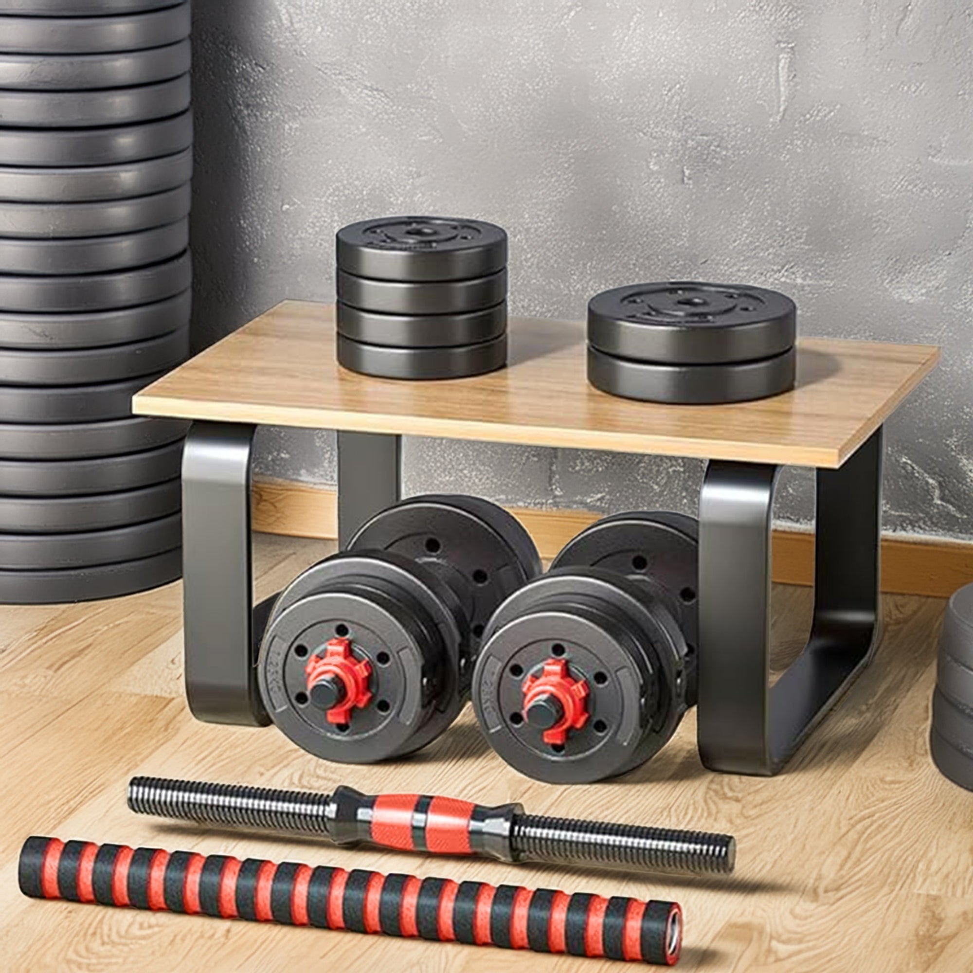 30KG VINYL BARBELL & DUMBBELL SET