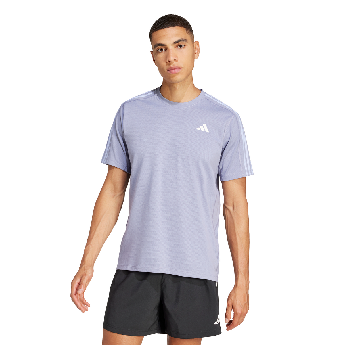 Adidas Own the Run 3-Stripes Tee Silver Violet
