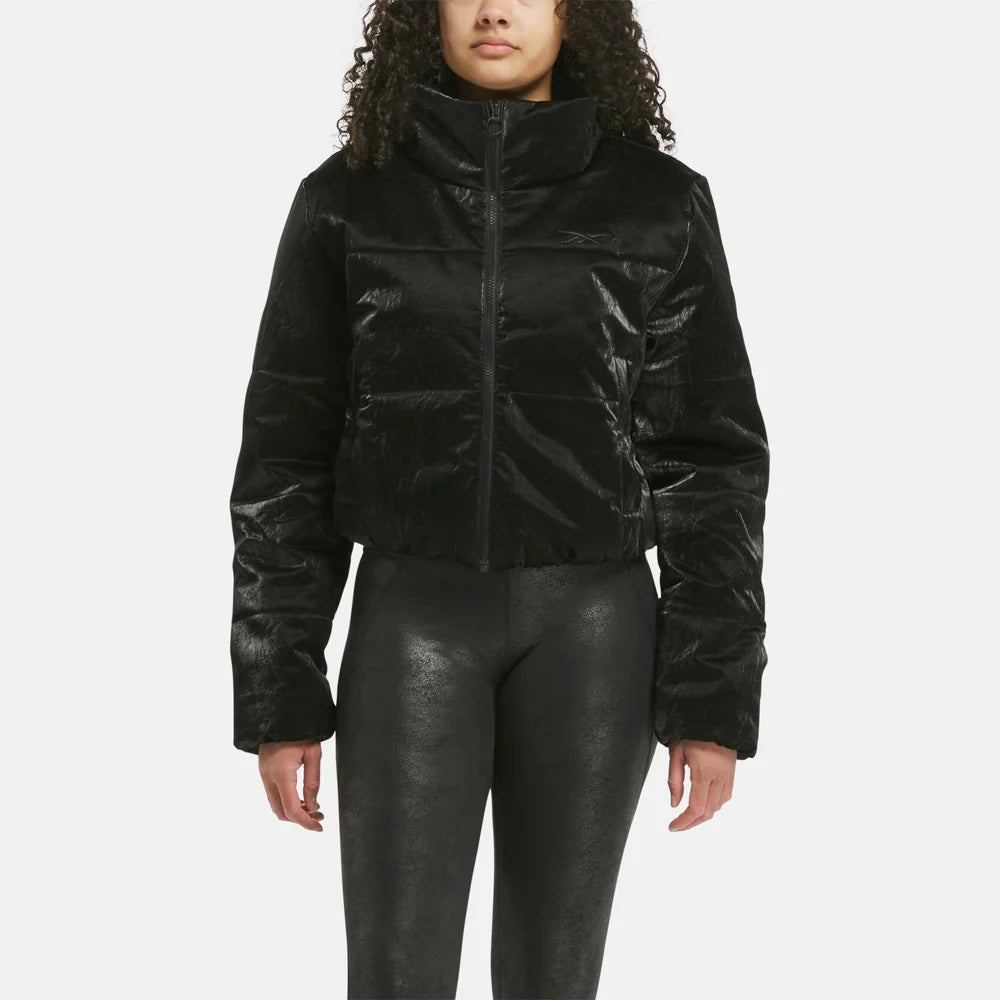 Faux Leather Fashion Puffer Jacket