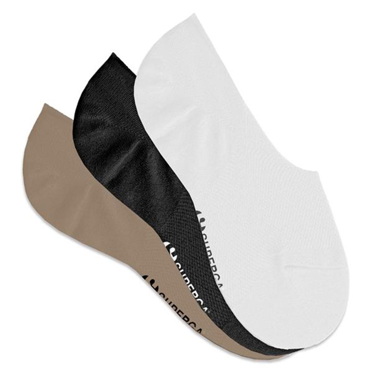 3 Pack Cotton No Show - White Black Beige