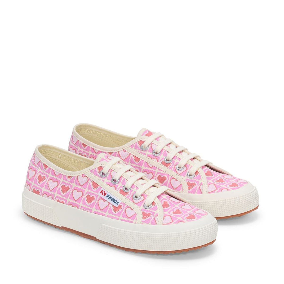 2750 HEART CROCHET - PINK BEIGE CORAL