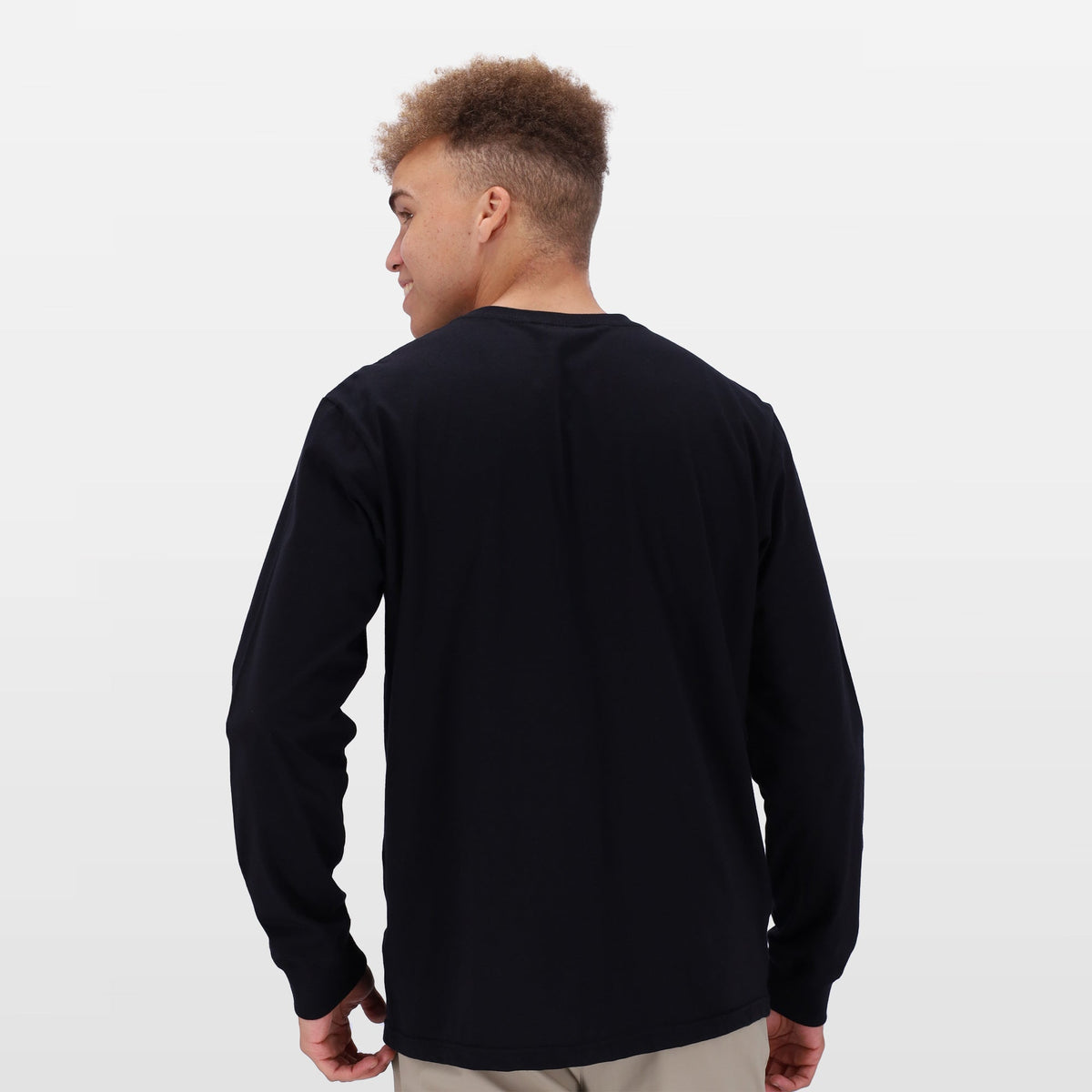 Salomon Men&#39;s Long Sleeve Racer T-Shirt: Performance Cotton, Front Logo Graphic