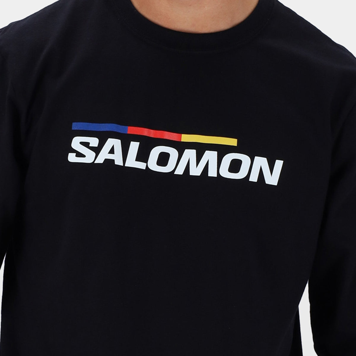 Salomon Men&#39;s Long Sleeve Racer T-Shirt: Performance Cotton, Front Logo Graphic