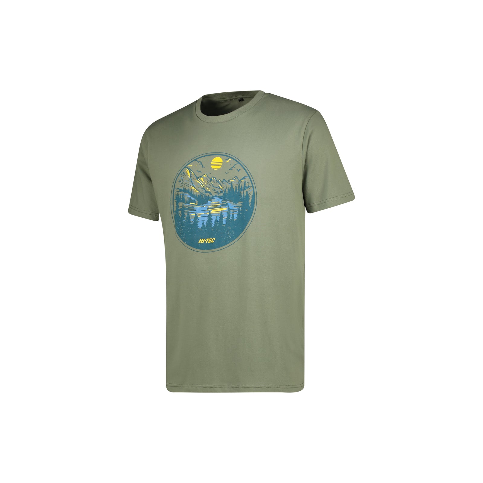 Hi-Tec Men's Forest Trail Cotton Tee: Comfortable, Breathable Olive Casual T-Shirt