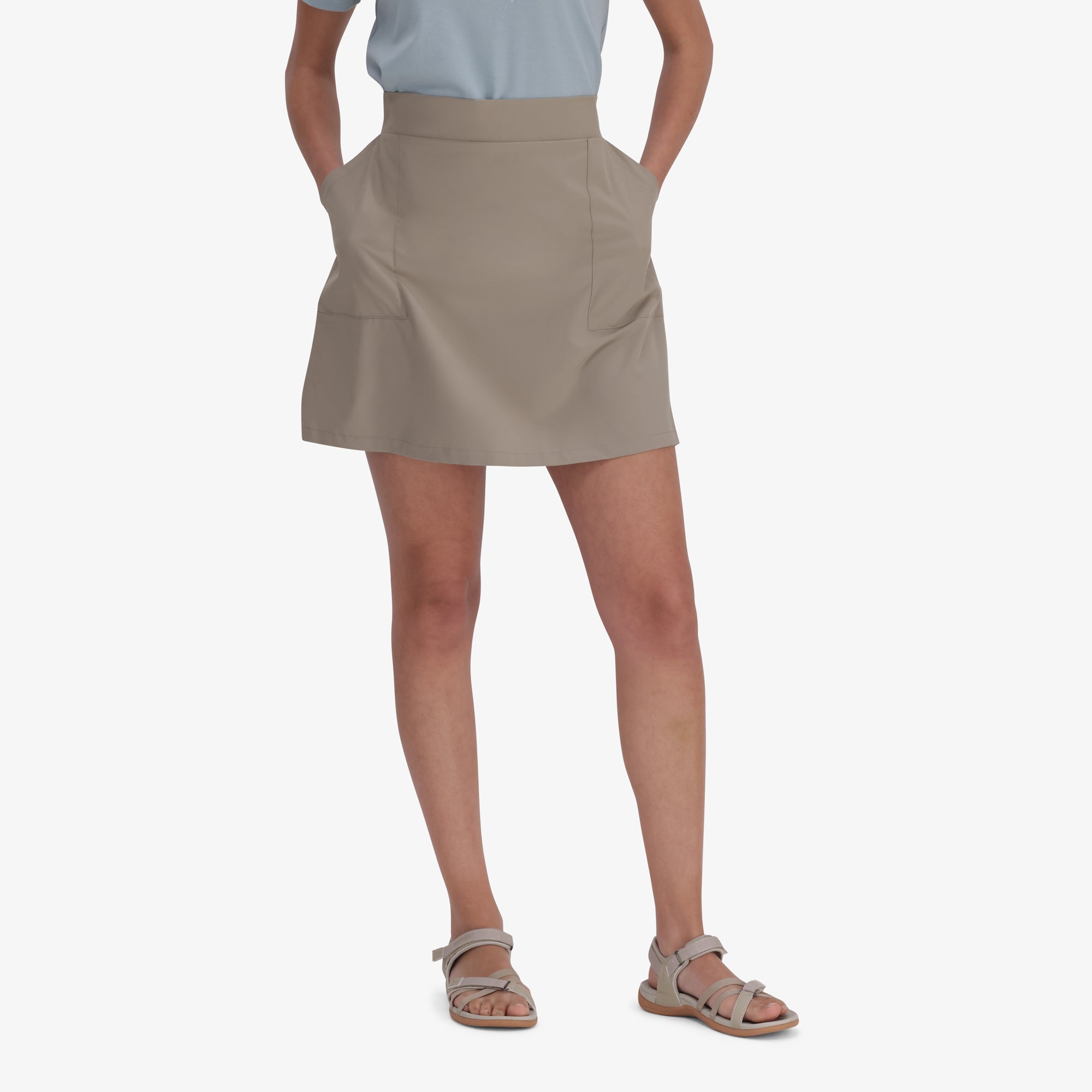 Hi-Tec Ladies Savannah A-Line Skirt: 4-Way Stretch, Elastic Waistband, Pockets