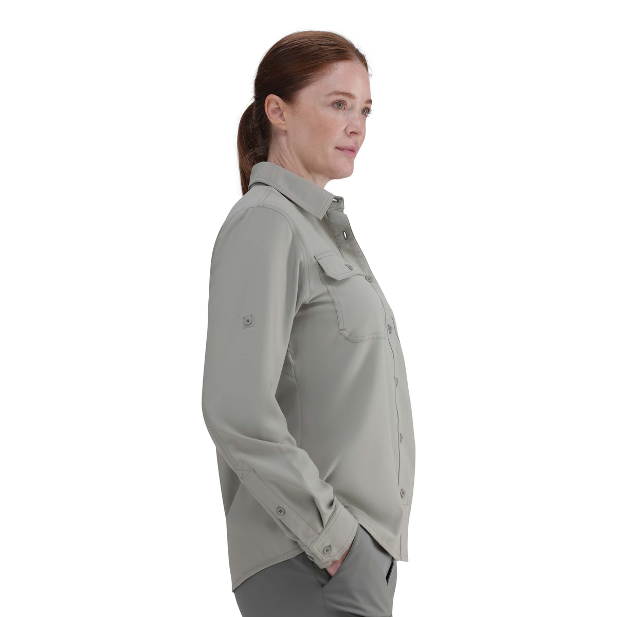 Durable Hi-Tec Ladies Long Sleeve Bush Shirt: UV50, Quick-Dry, Vented for Outdoor Adventures