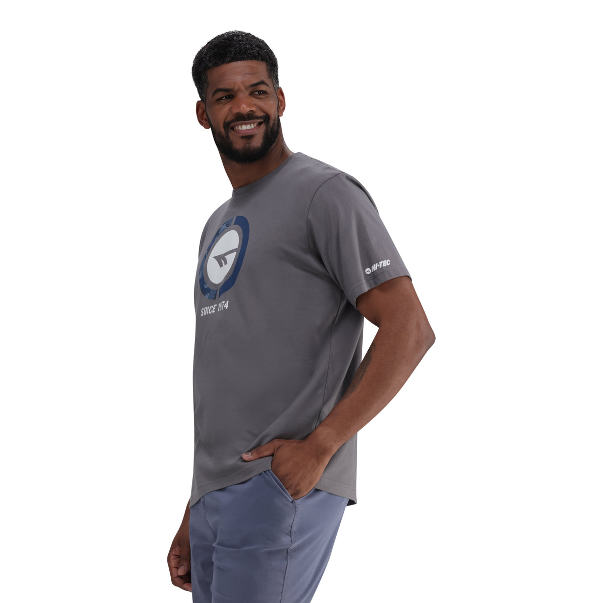 Hi-Tec 1974 Men&#39;s Cotton Graphic Tee - Classic Fit, Vibrant, Comfy Style