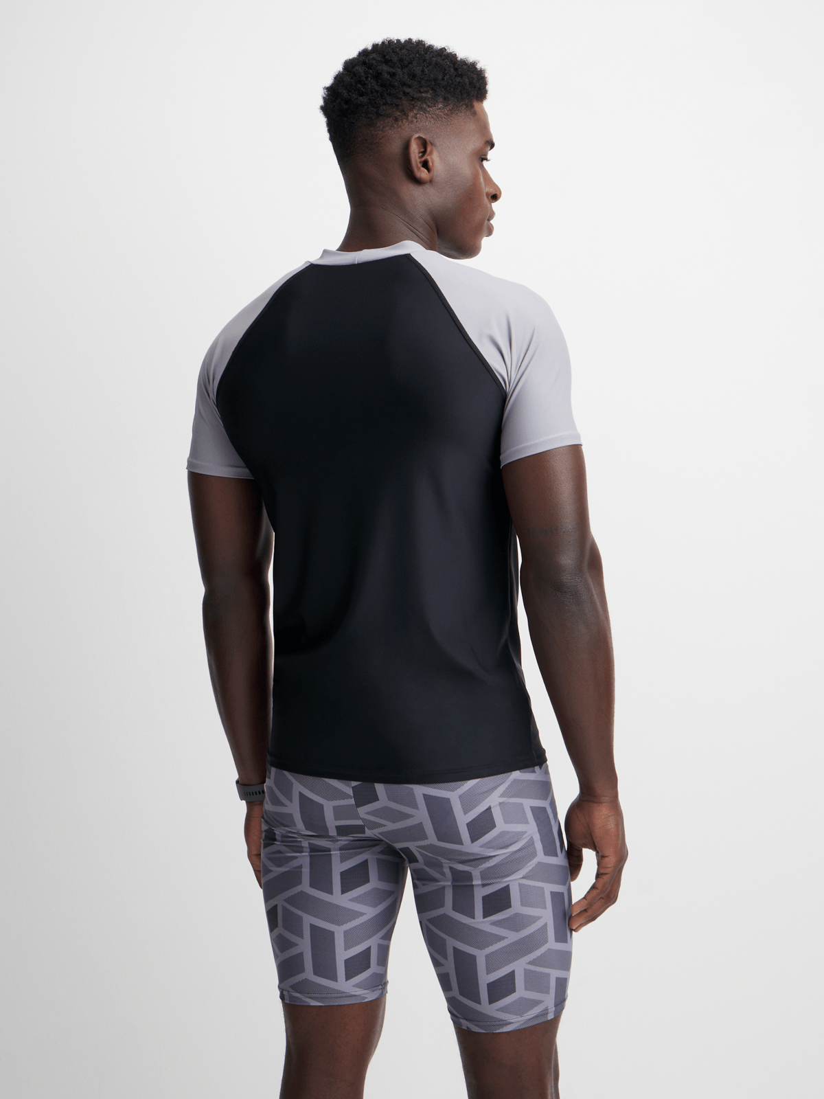 TS KB Men's All Over Print Grey Performance Swim Jammer Durable