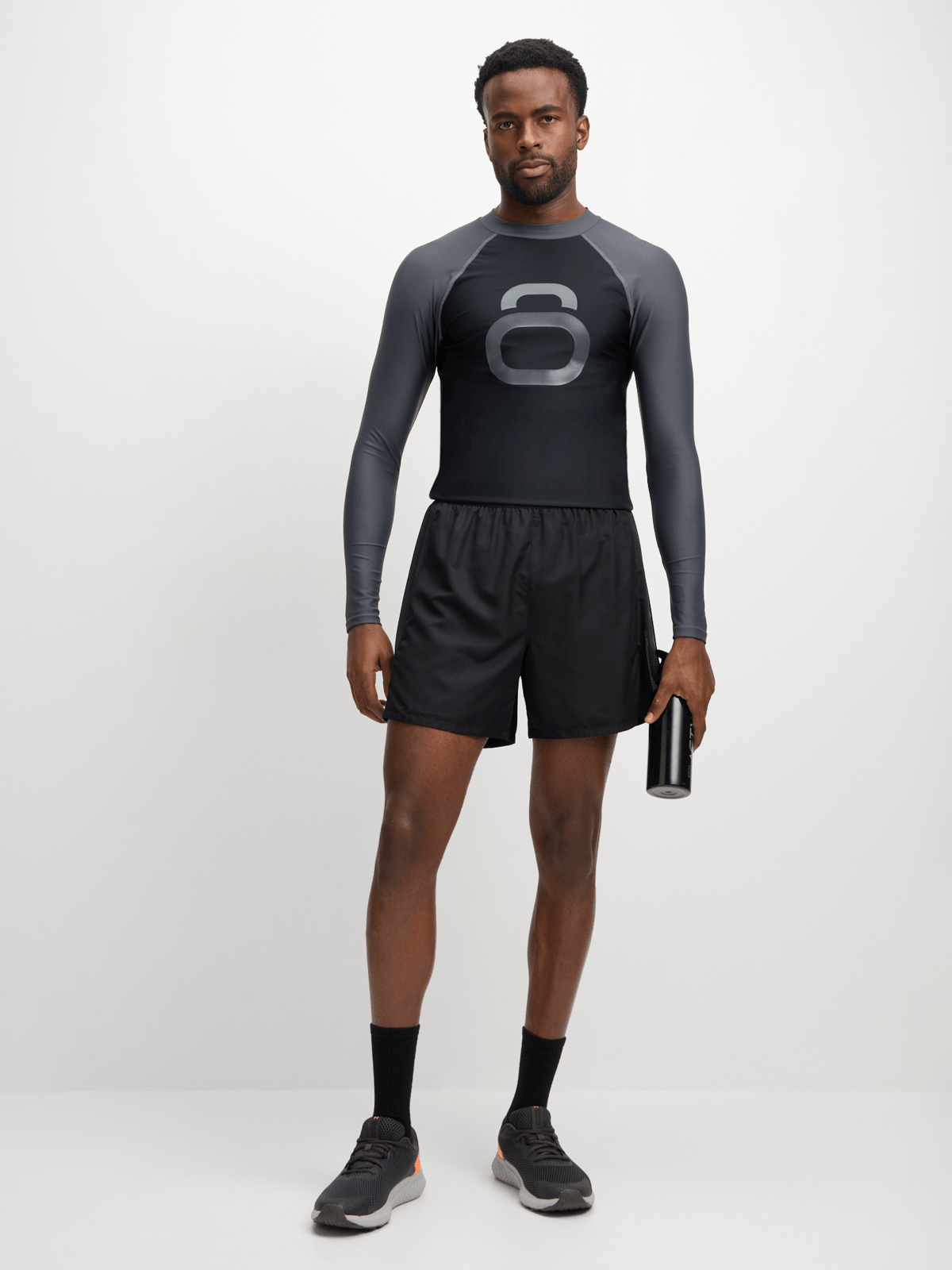 Adventure-Ready Men&#39;s Long Sleeve Grey/Black Rash Vest - UV &amp; Anti-Chafe