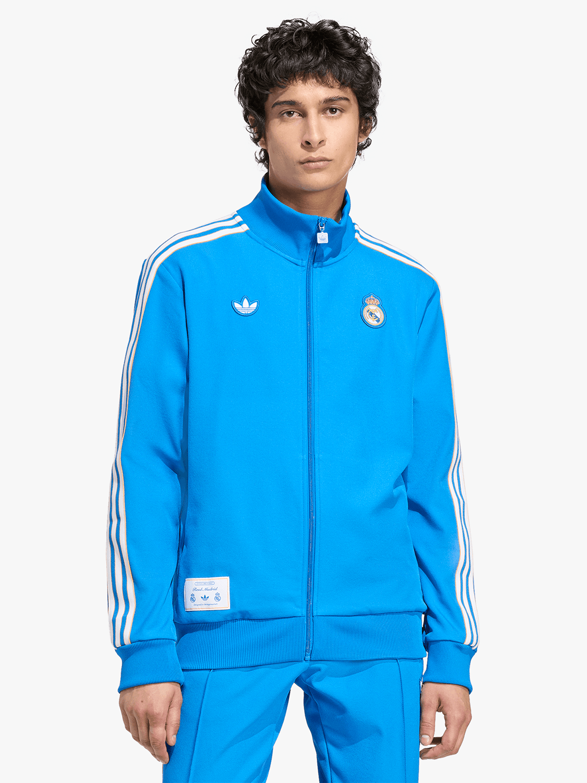 Adidas Men&#39;s Real Madrid Terrace Icons Blue Full-Zip Track Top Jacket