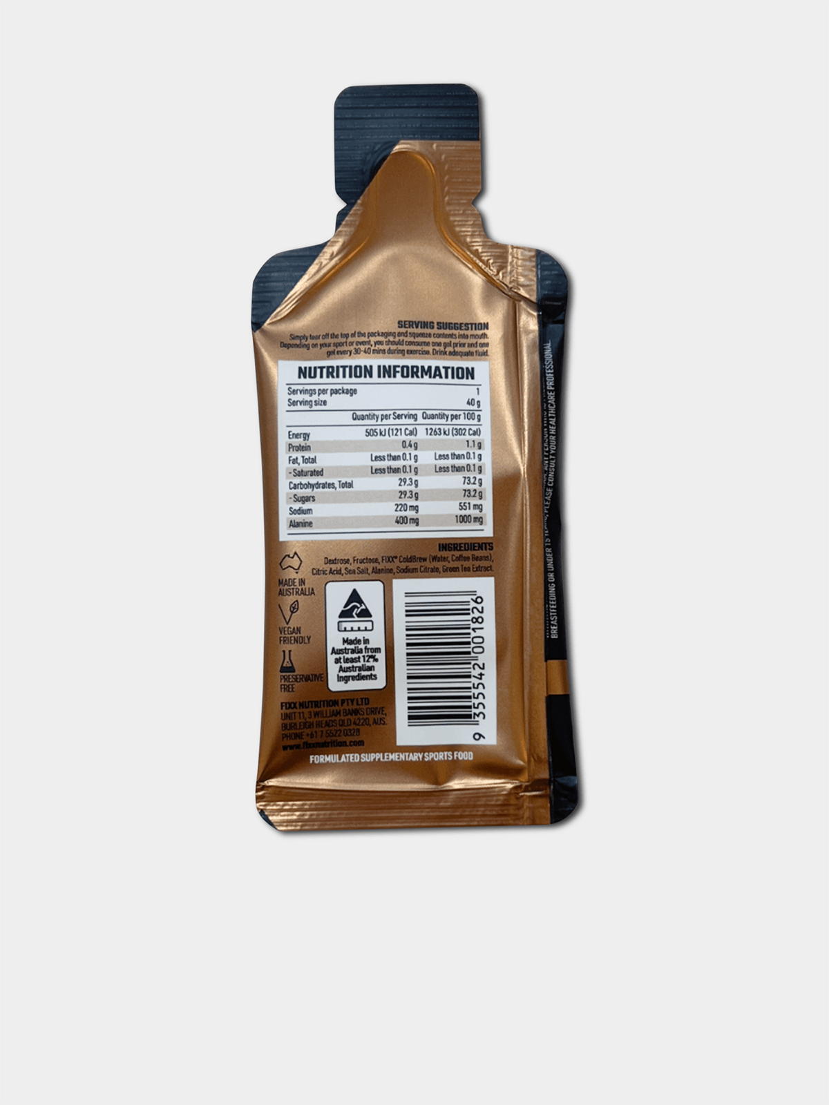 FIXX Gel X Pro 40g Caffeinated Coldbrew Espresso Energy Boost