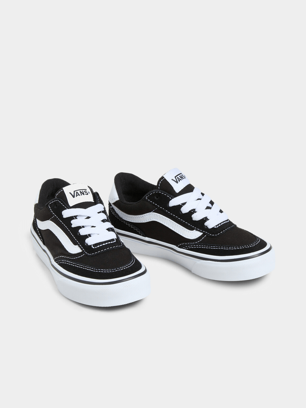 Vans Junior Pre-School Brooklyn Black/White Canvas Sneakers - Classic Low-Top Style