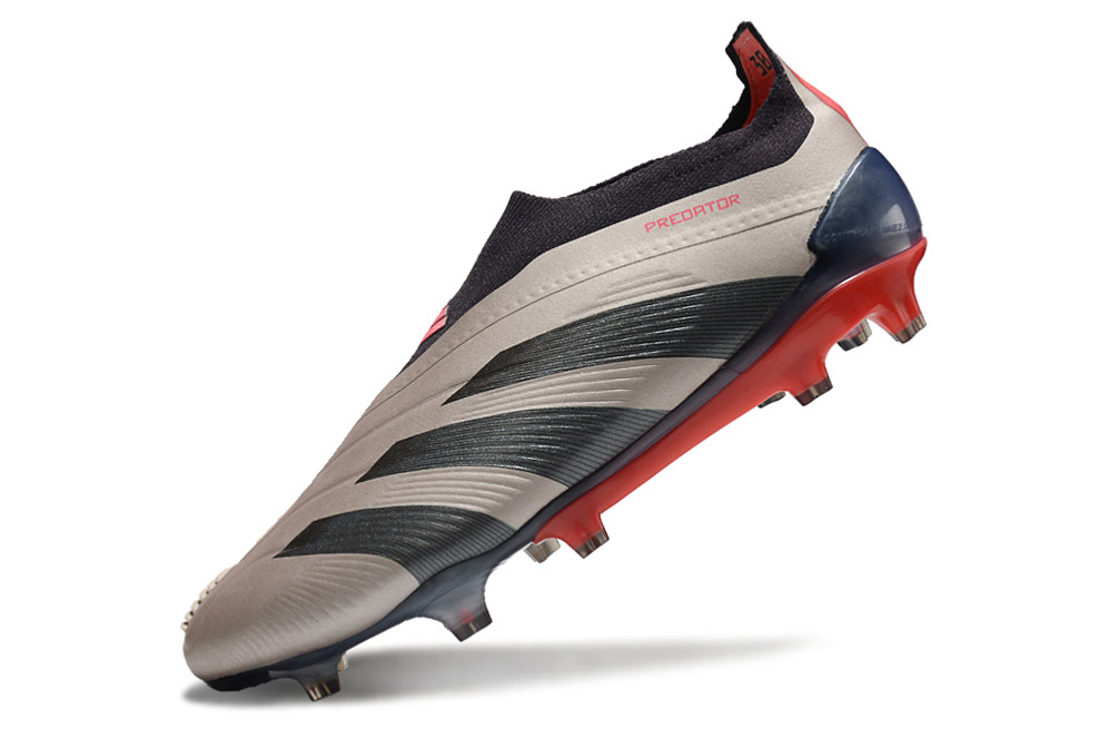 PREDATOR ELITE LACELESS BOOTS FIRM GROUND - Platinum Metallic / Aurora Black / Carbon