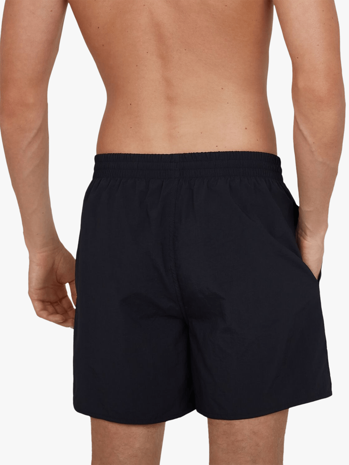 Speedo Men&#39;s Essentials 16-Inch Black Recycled Nylon Watershorts with Drawstring Waist