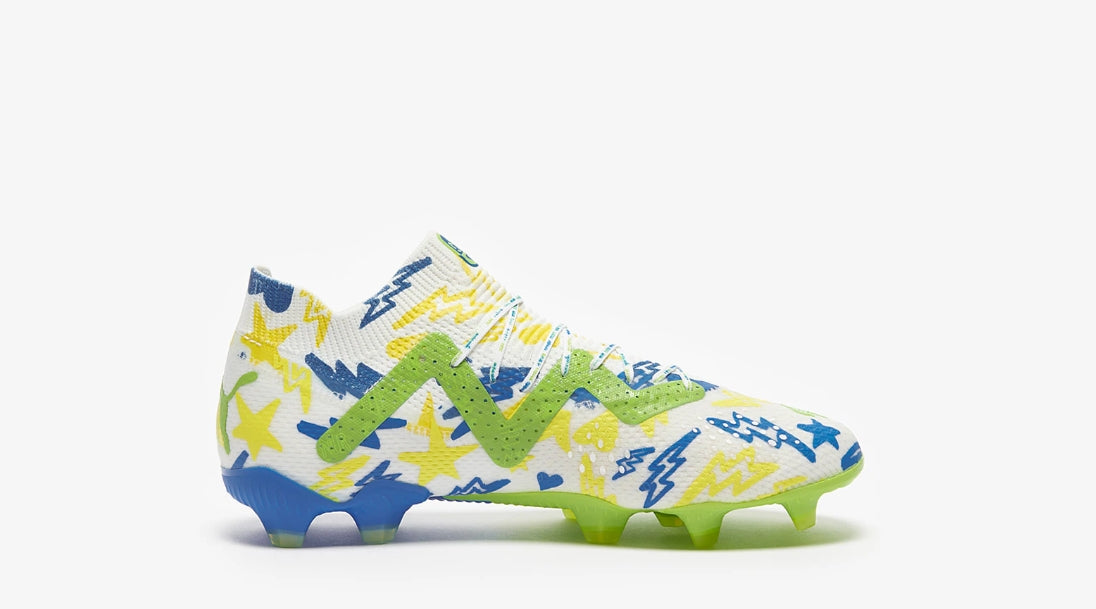 FUTURE ULTIMATE FG NEYMAR JR - White Racing Blue/Lemon Meringue/Parakeet Green