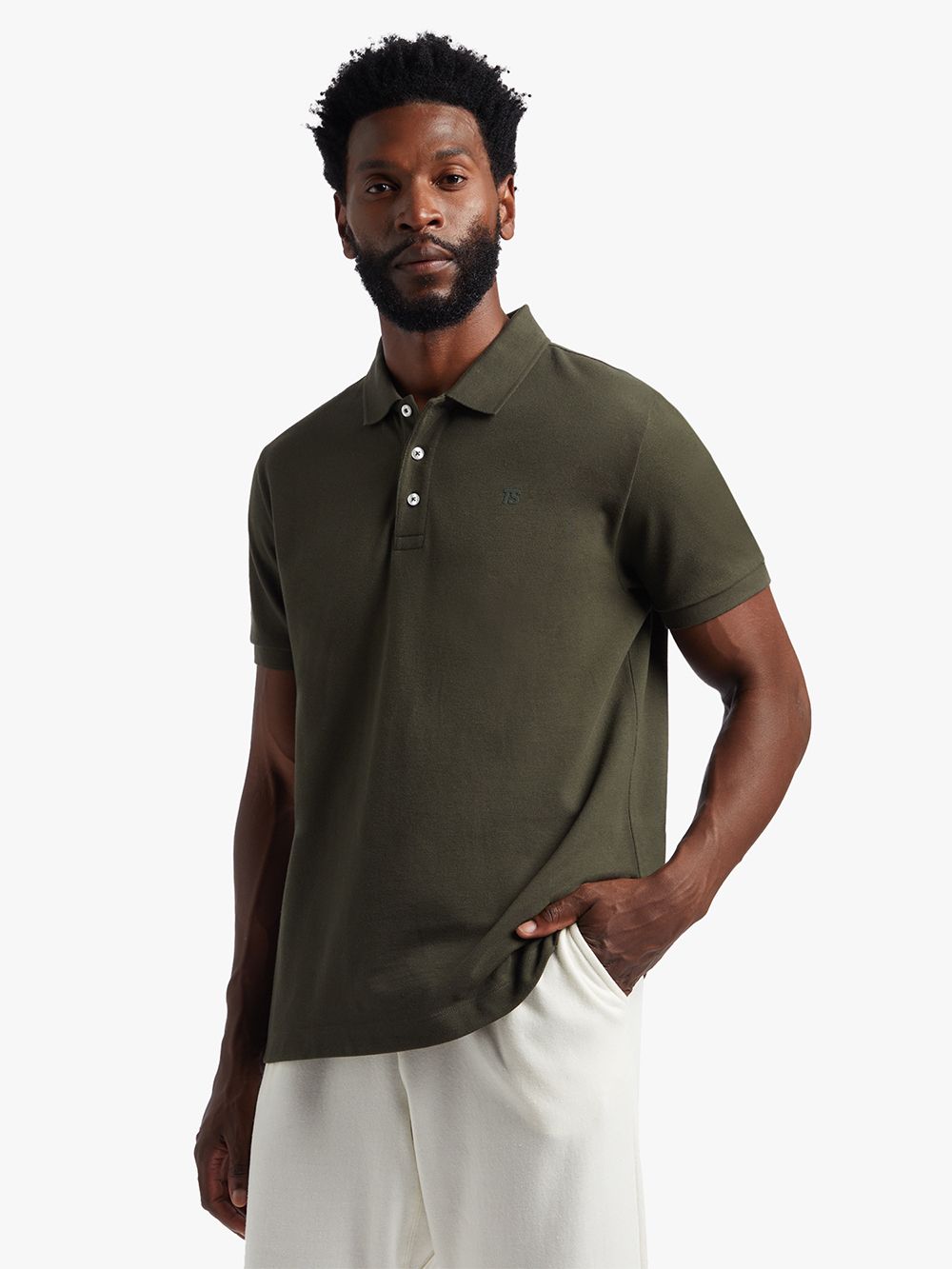 Men&#39;s TS Everyday Pique Olive Green Golfer Polo Shirt for Casual Wear