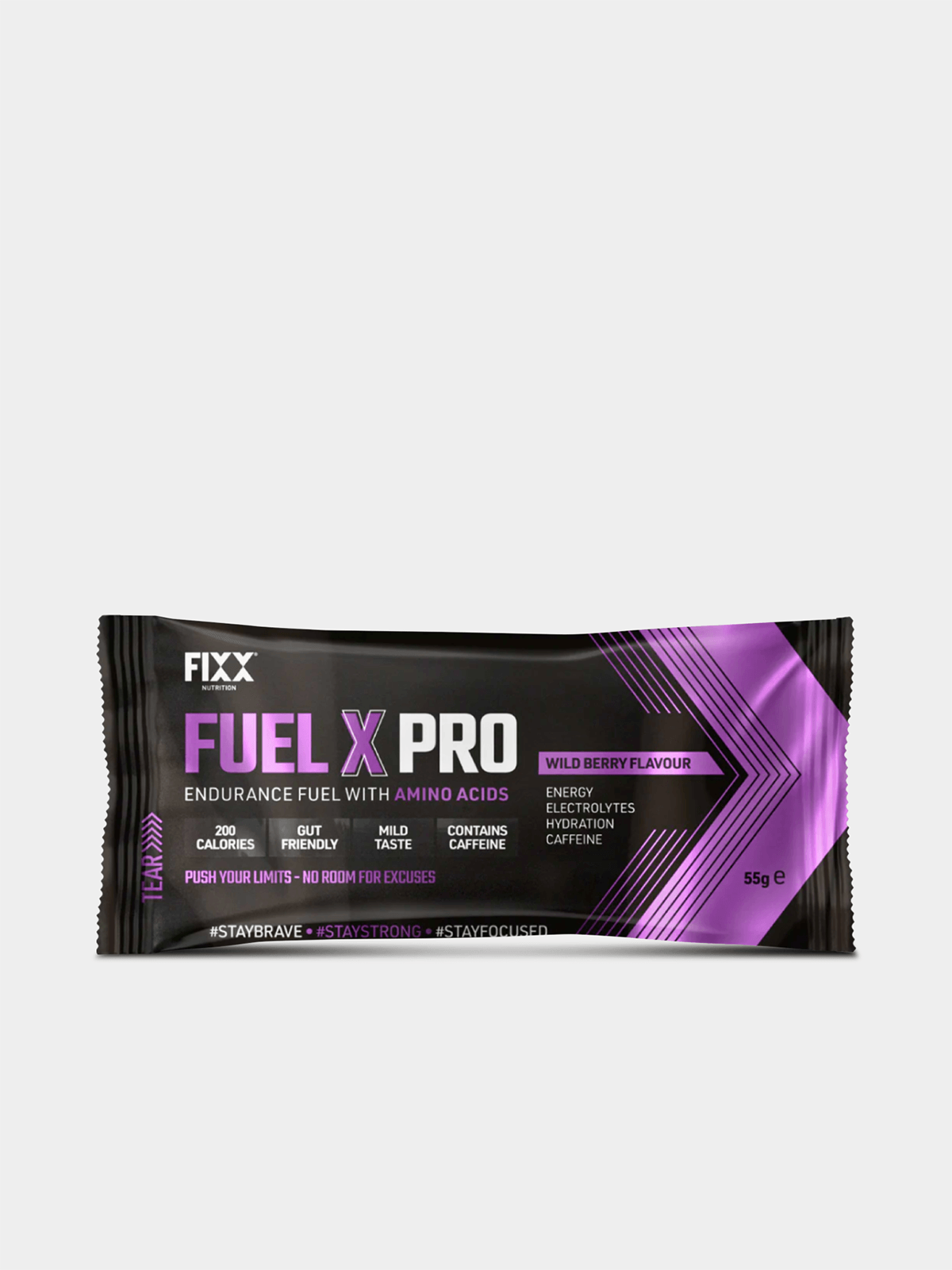 Fixx Fuel X Pro 55g Wildberry Caffeinated Endurance Fuel Sachet with Amino Acids