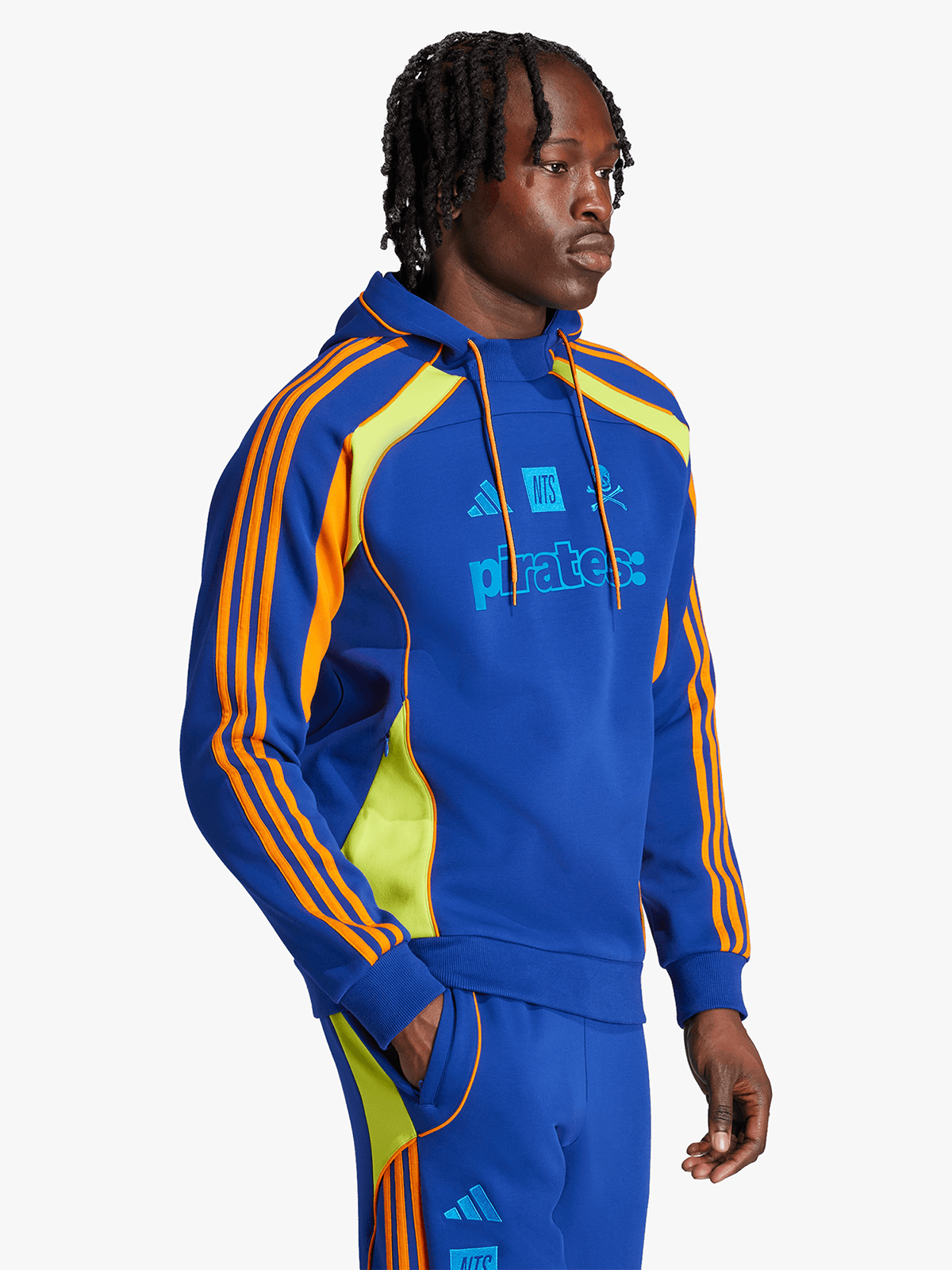 Adidas Men&#39;s Orlando Pirates NTS Navy Orange Football Hoodie with Graphic Design