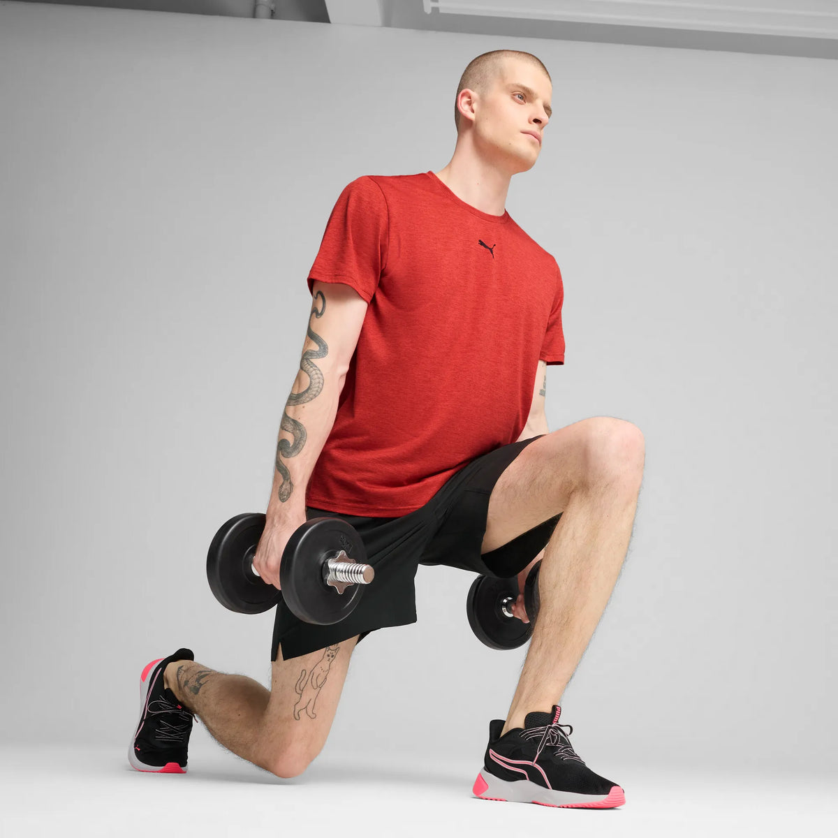 Puma Essentials Heather Cat Tee Red Fire Heather