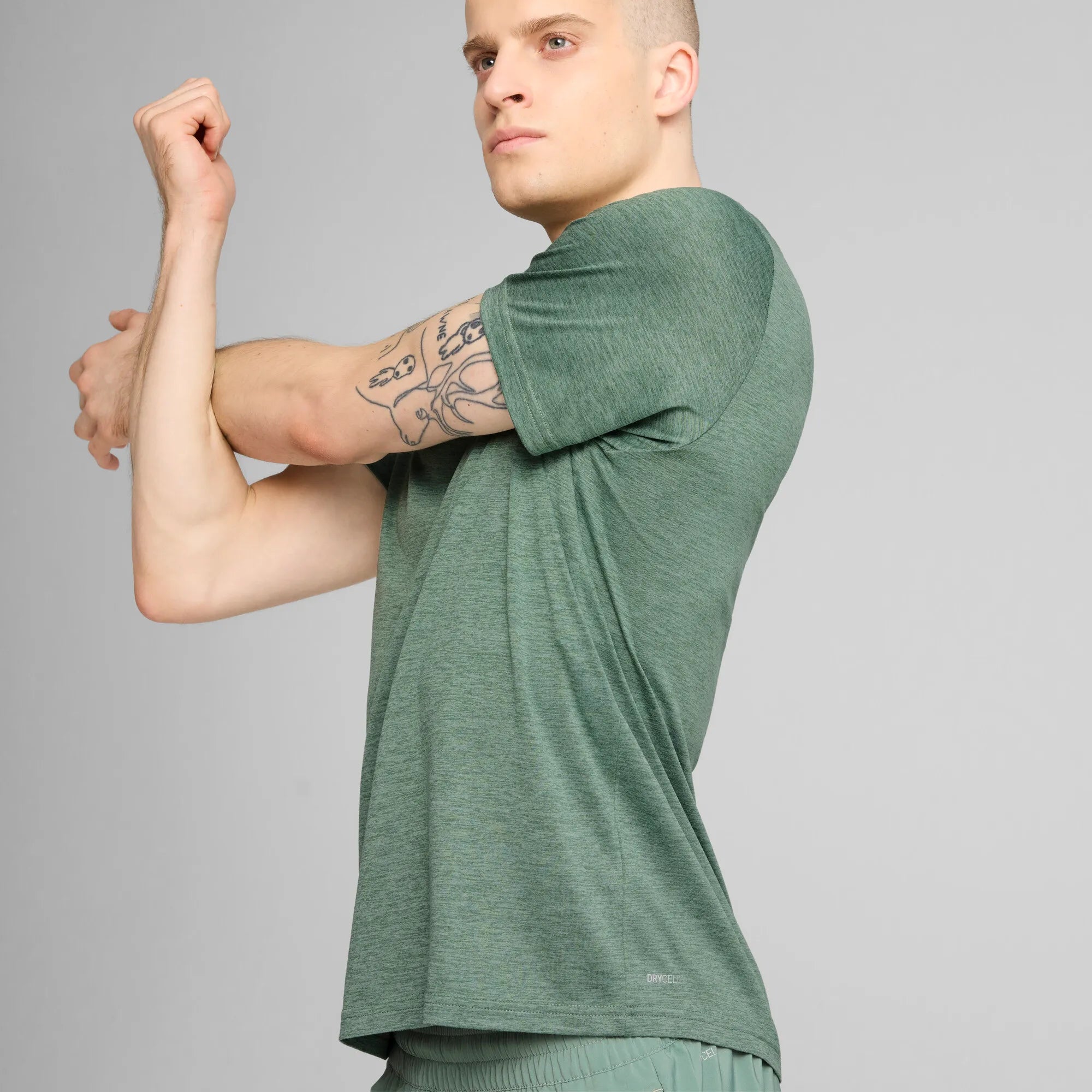 Puma Essentials Heather Cat Tee Green Moon Heather